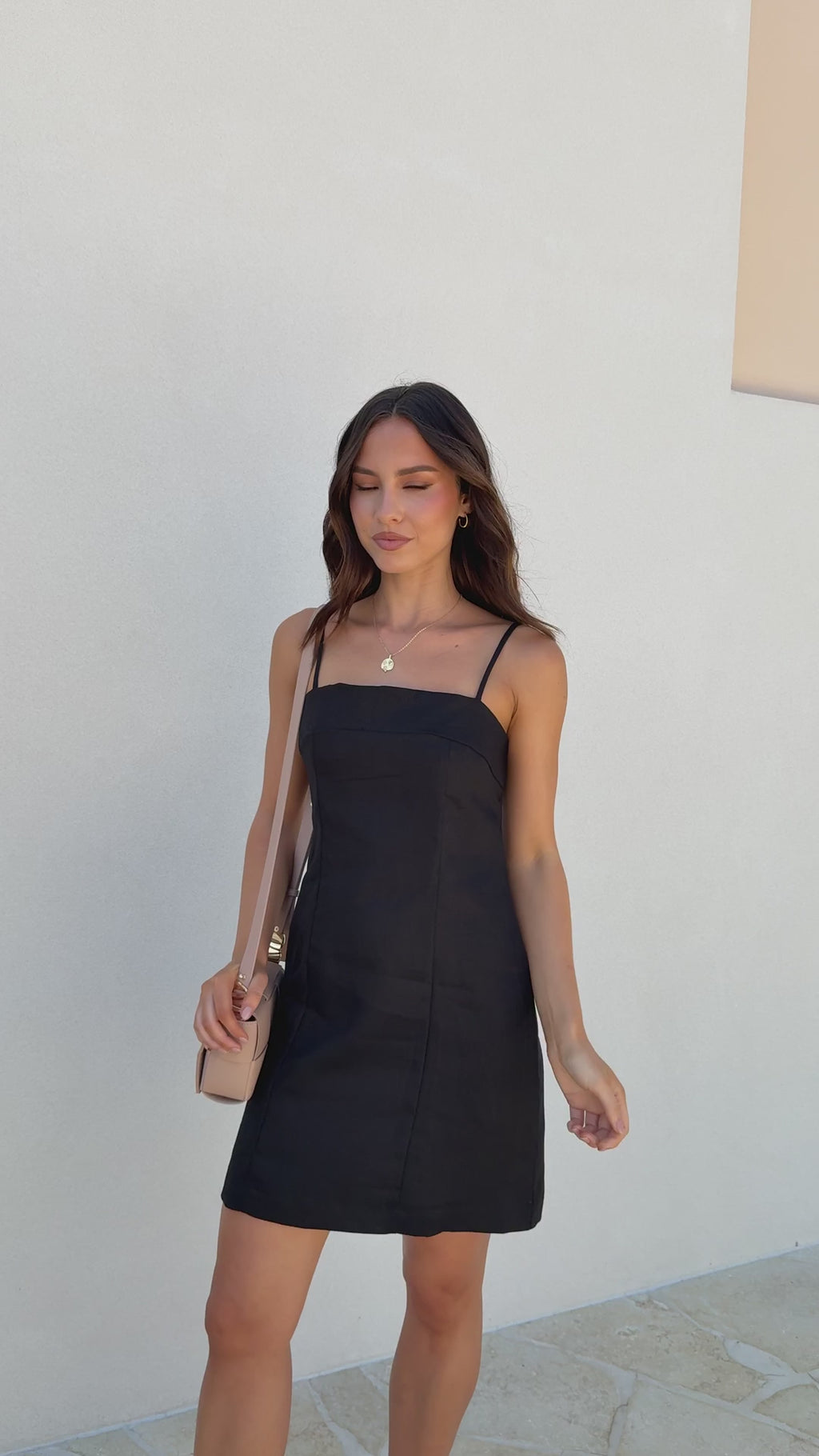 Black Linen Short Dress