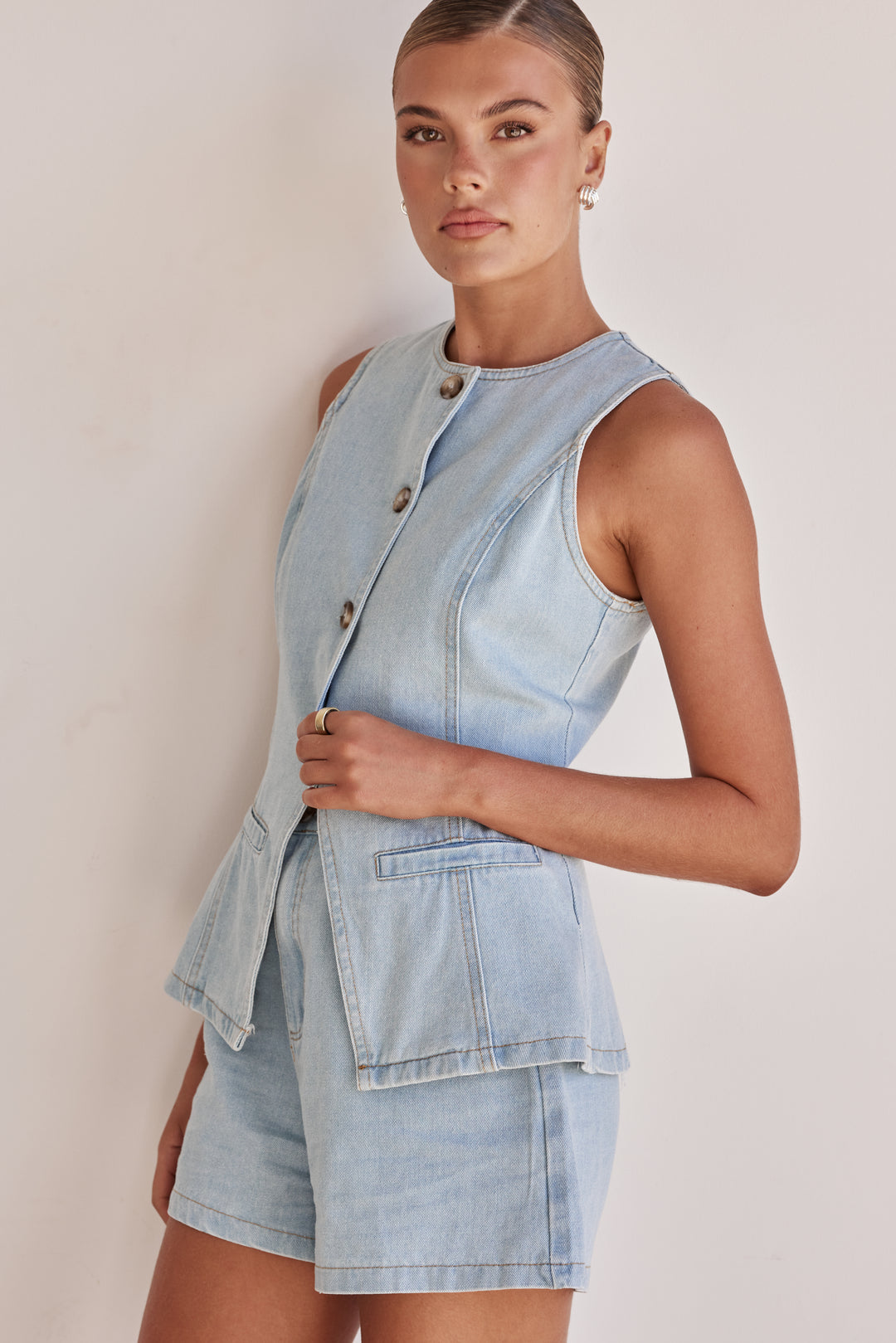 Denim Vest - Sleeveless Jean Vest for Women with Front Pockets