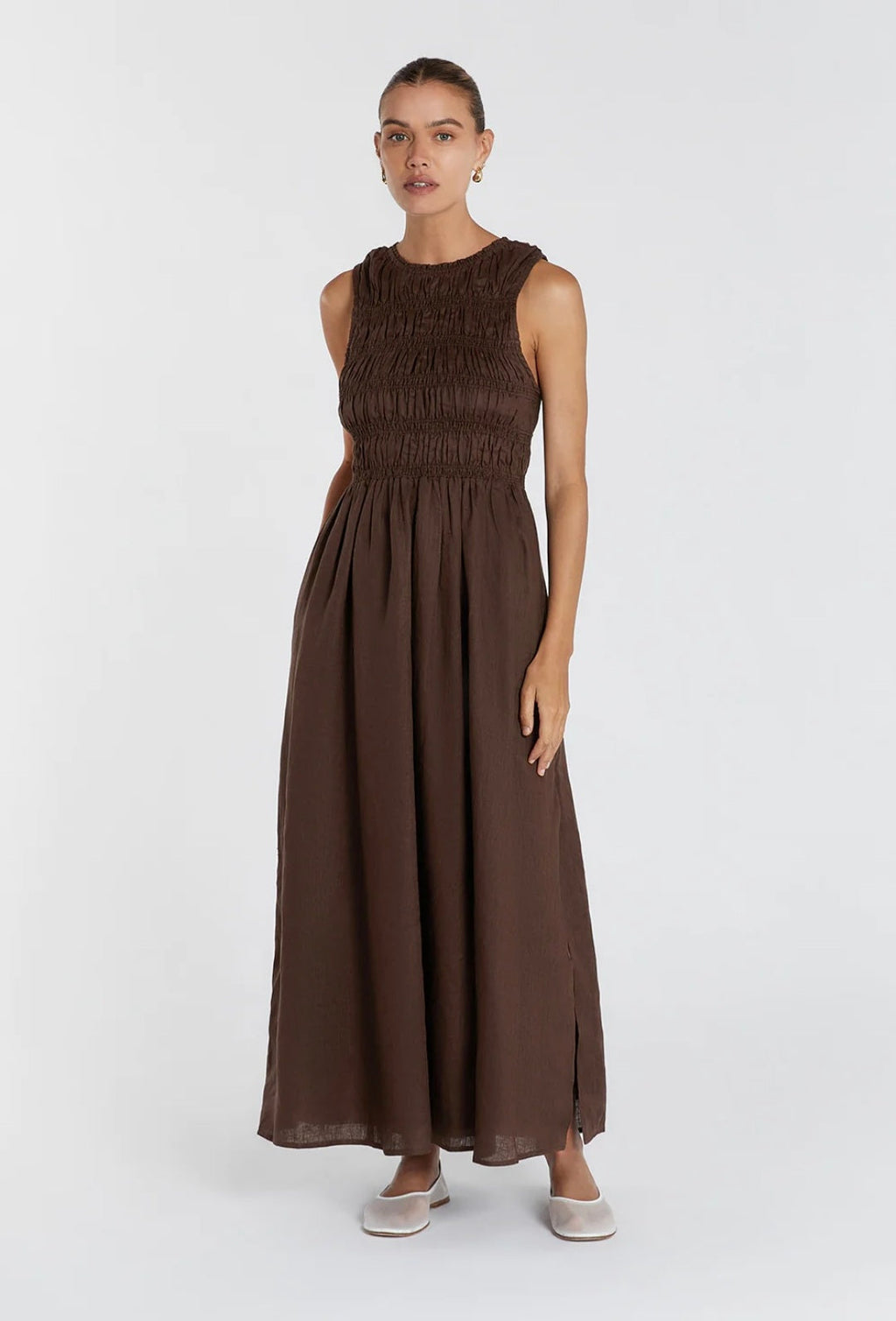 Linen Dress Brown | Maxi Dress | Sleeveless Linen Dresses for Women ANAHIV Linen Dress Brown | Maxi Dress | Sleeveless Linen Dresses for Women ANAHIV