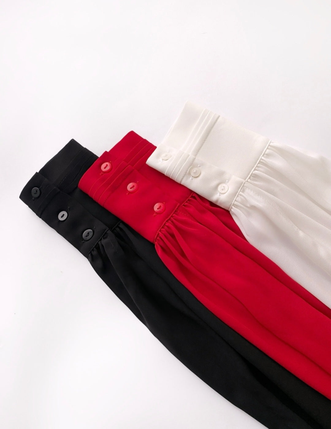 Soft Pleated Scarf Neck Blouse with Vintage Cuff Detail