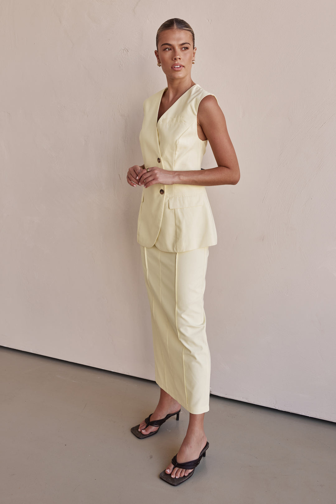 Linen Vest - Butter Yellow Linen Vest for Women