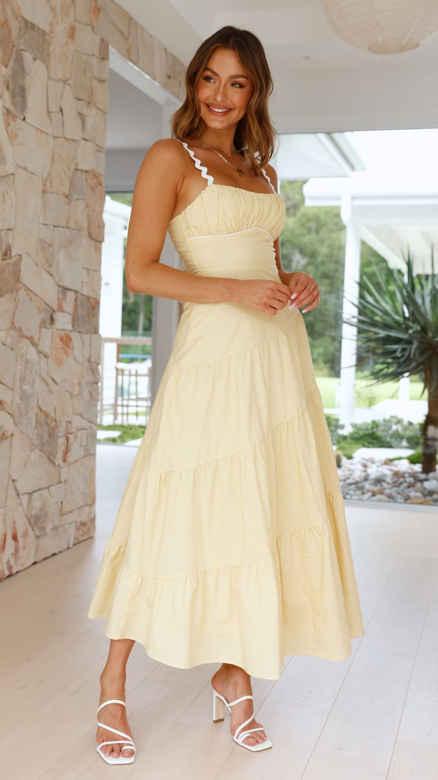Butter Yellow Maxi Dress - Cotton Poplin - Premium Quality US 12 / EU 44 / UK 16 / REGULAR - 5'3