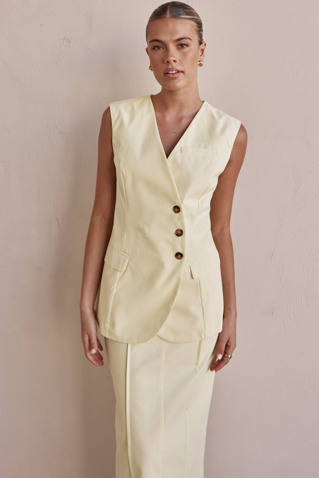 Linen Vest - Butter Yellow Linen Vest for Women