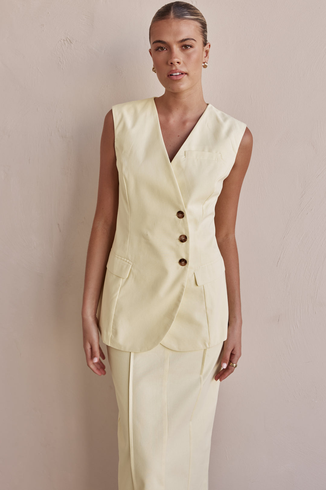 Linen Vest - Butter Yellow Linen Vest for Women