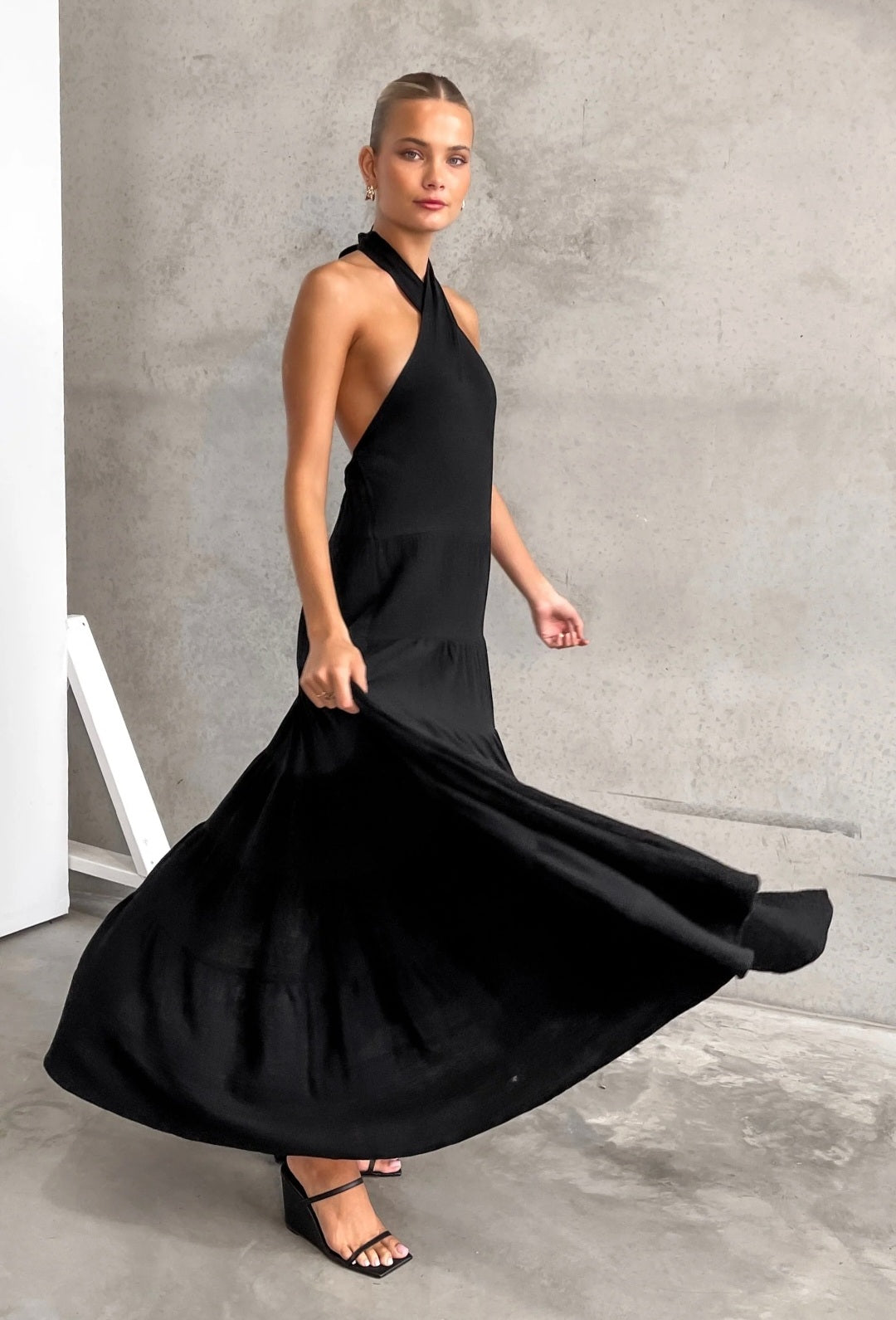Black Cotton Flair Dress