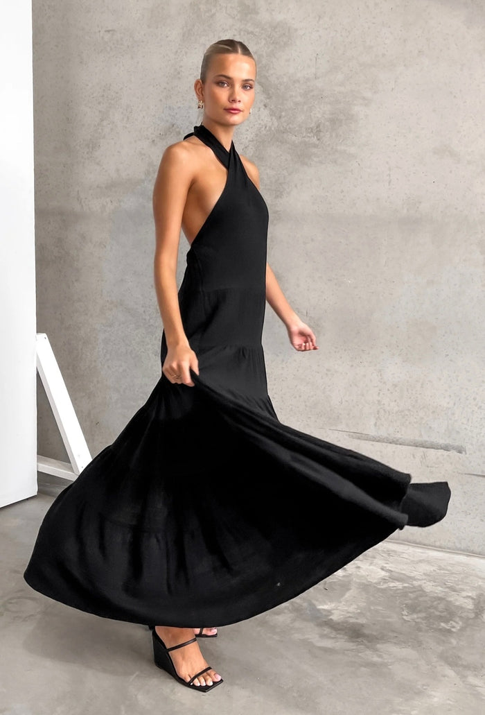 Black Cotton Flair Dress