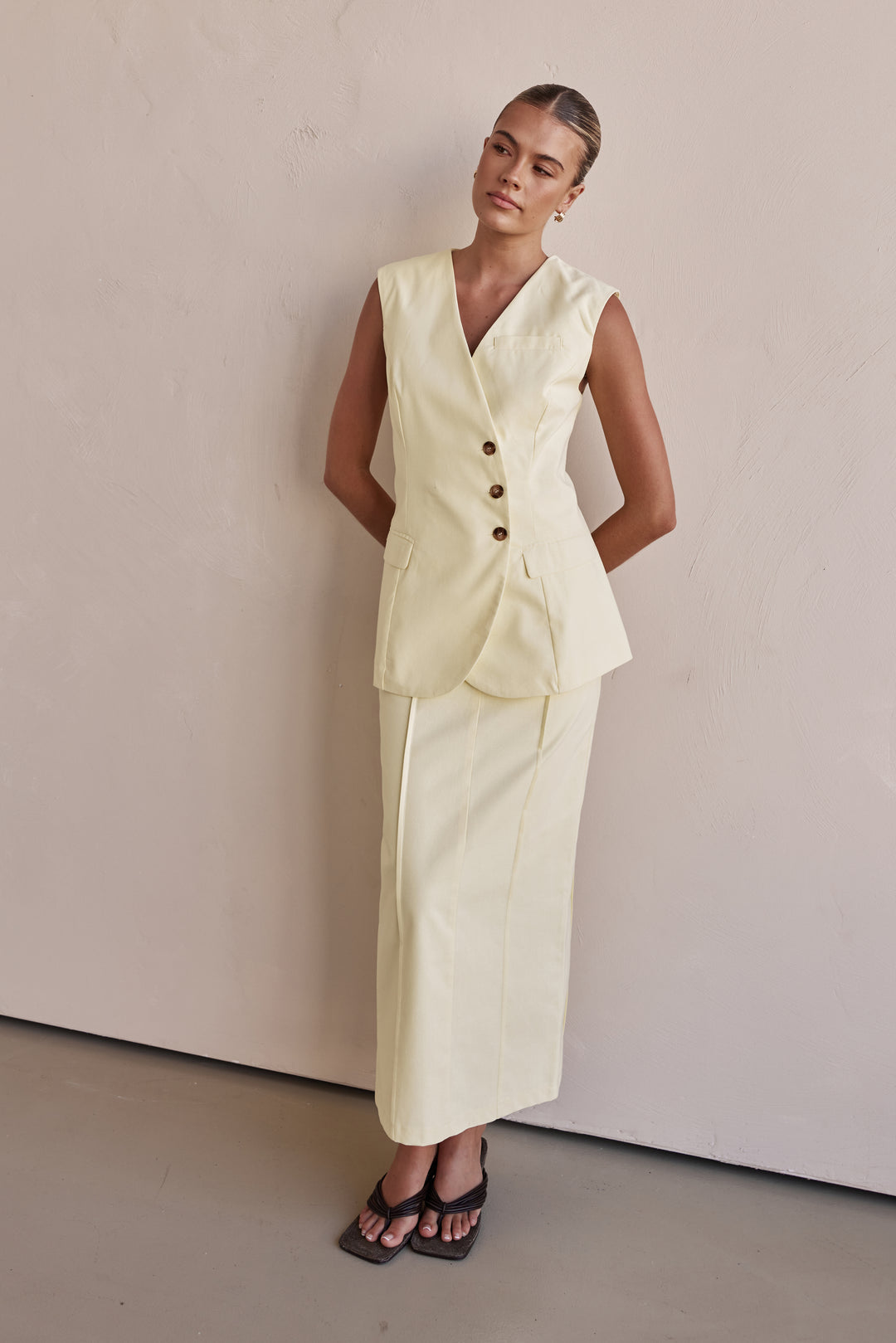 Linen Vest - Butter Yellow Linen Vest for Women