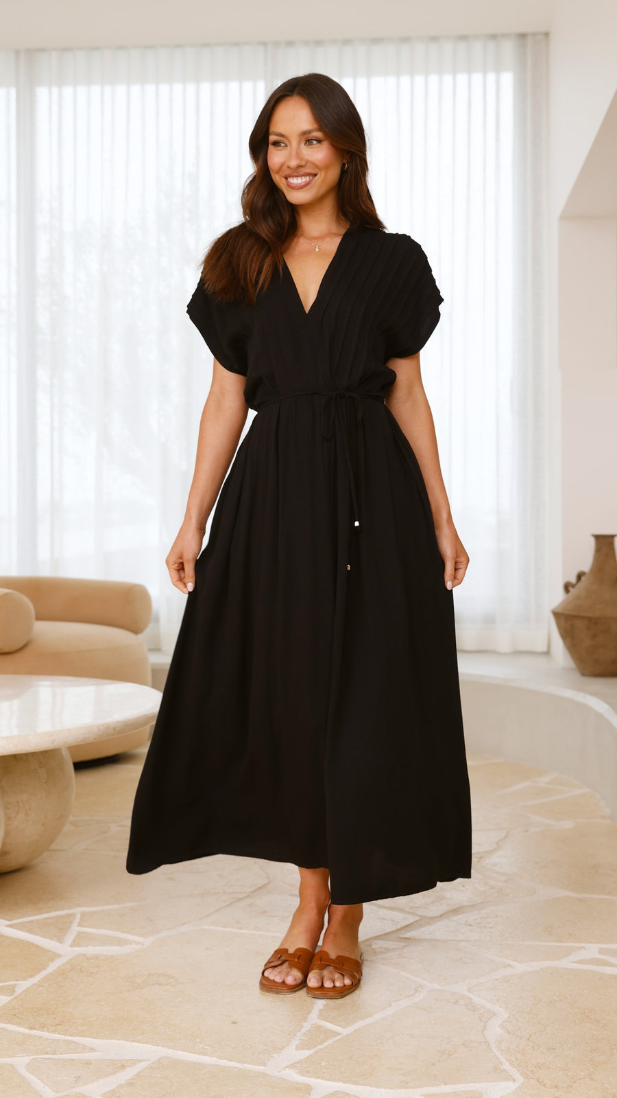 Black Maxi Dress with Pintux