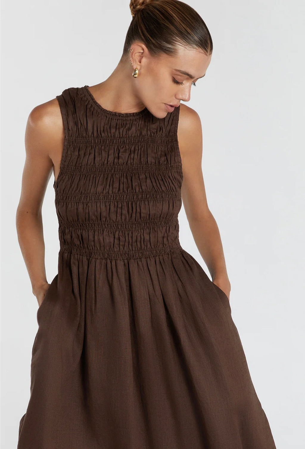 Linen Dress Brown | Maxi Dress | Sleeveless Linen Dresses for Women ANAHIV Linen Dress Brown | Maxi Dress | Sleeveless Linen Dresses for Women ANAHIV