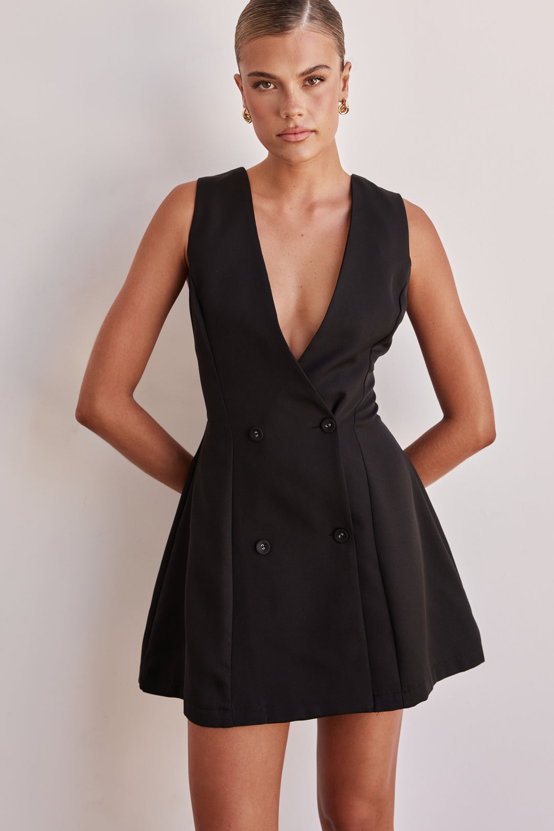Double Breasted Mini Black Dress