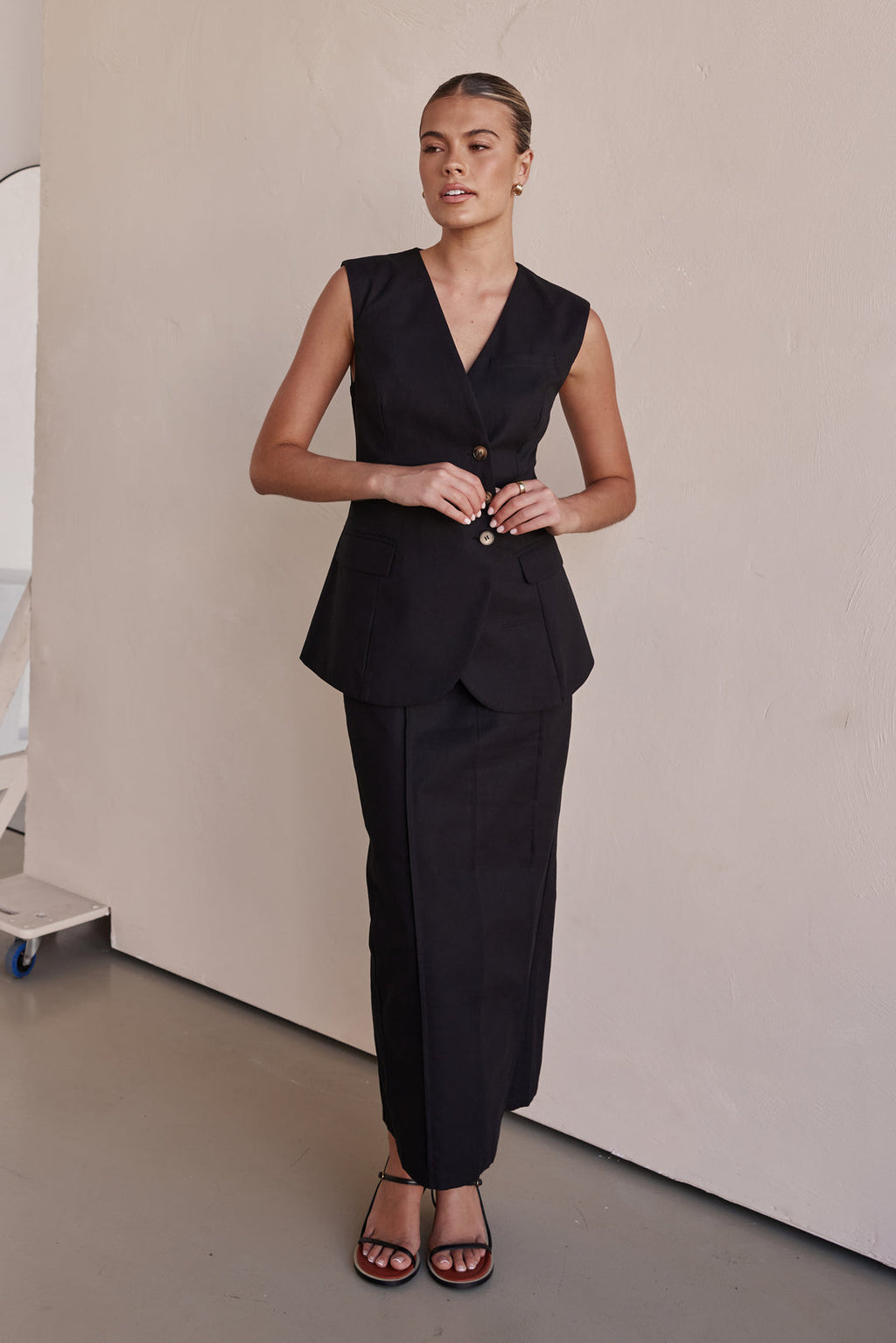 Linen Vest - Black Linen Vest for Women