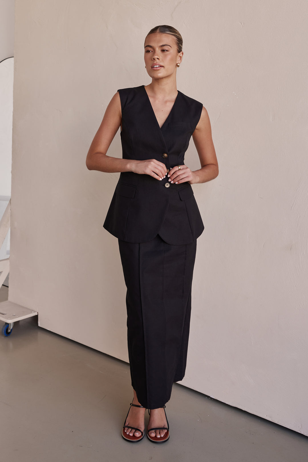 Linen Vest - Black Linen Vest for Women