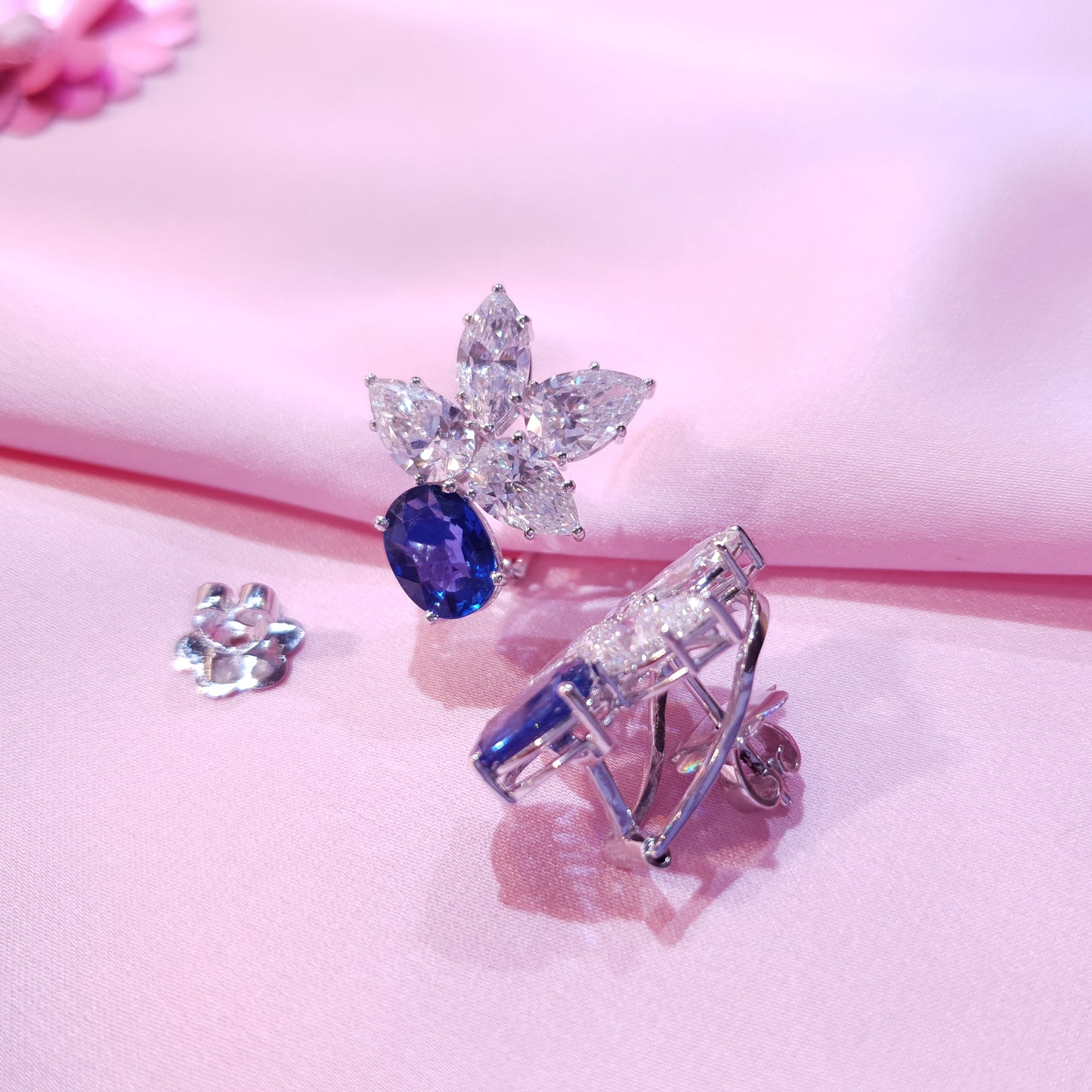 Blue Sapphire and Diamond Earrings