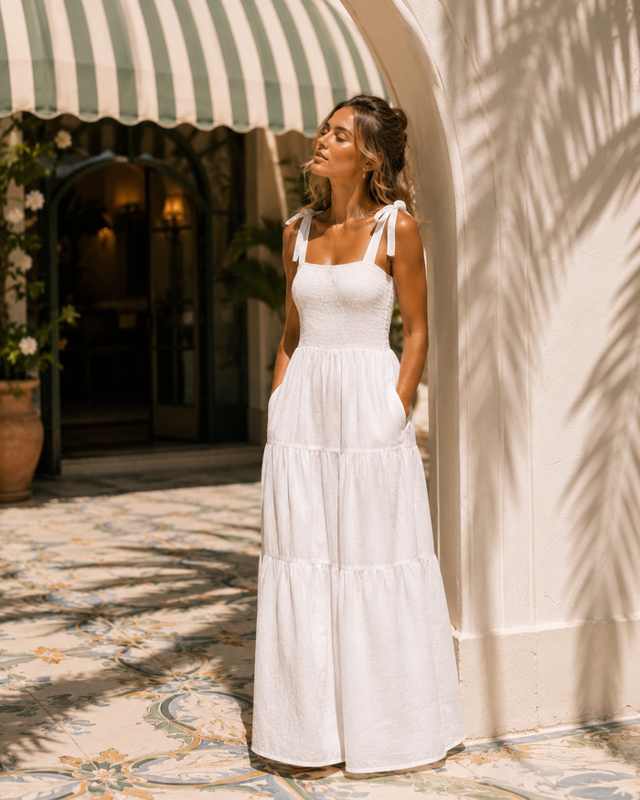 Verona Linen Tiered Maxi Dress lifestyle