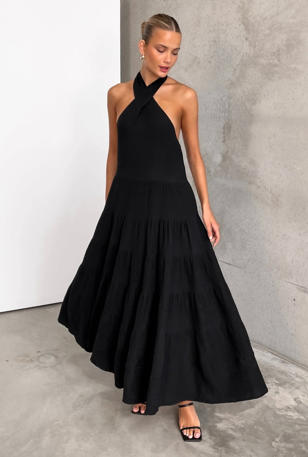 Black Cotton Flair Dress