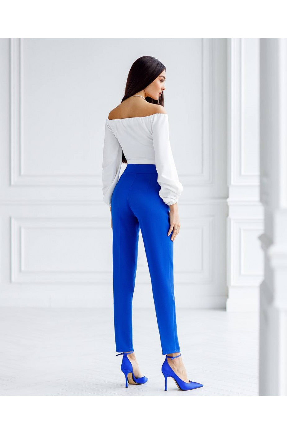 White off-shoulder crop top with puff sleeves for women