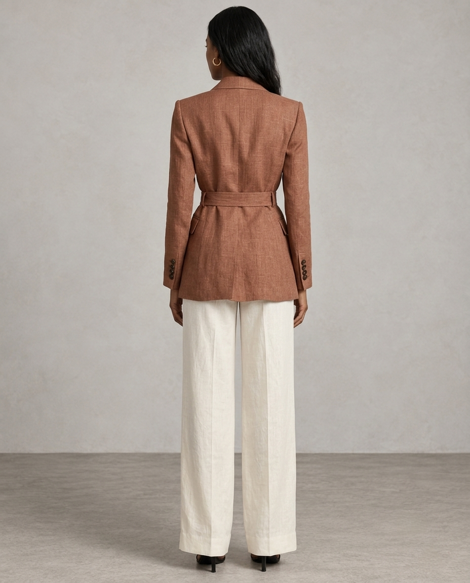 Hollowbrook Linen Belted Wrap Blazer