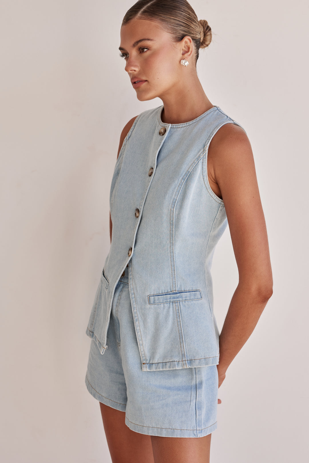 Denim Vest - Sleeveless Jean Vest for Women with Front Pockets