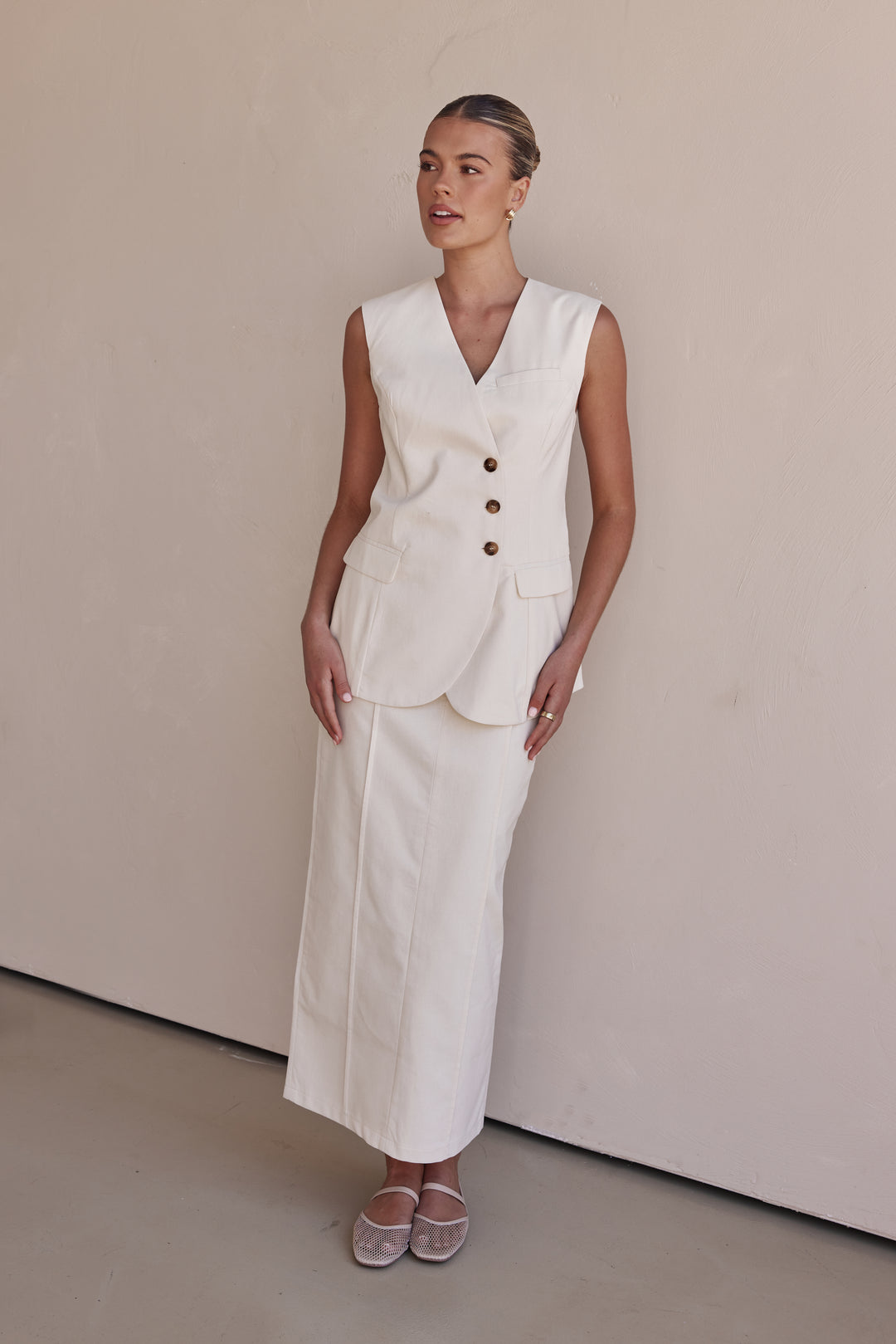 Linen Vest - Off-White Linen Vest for Women