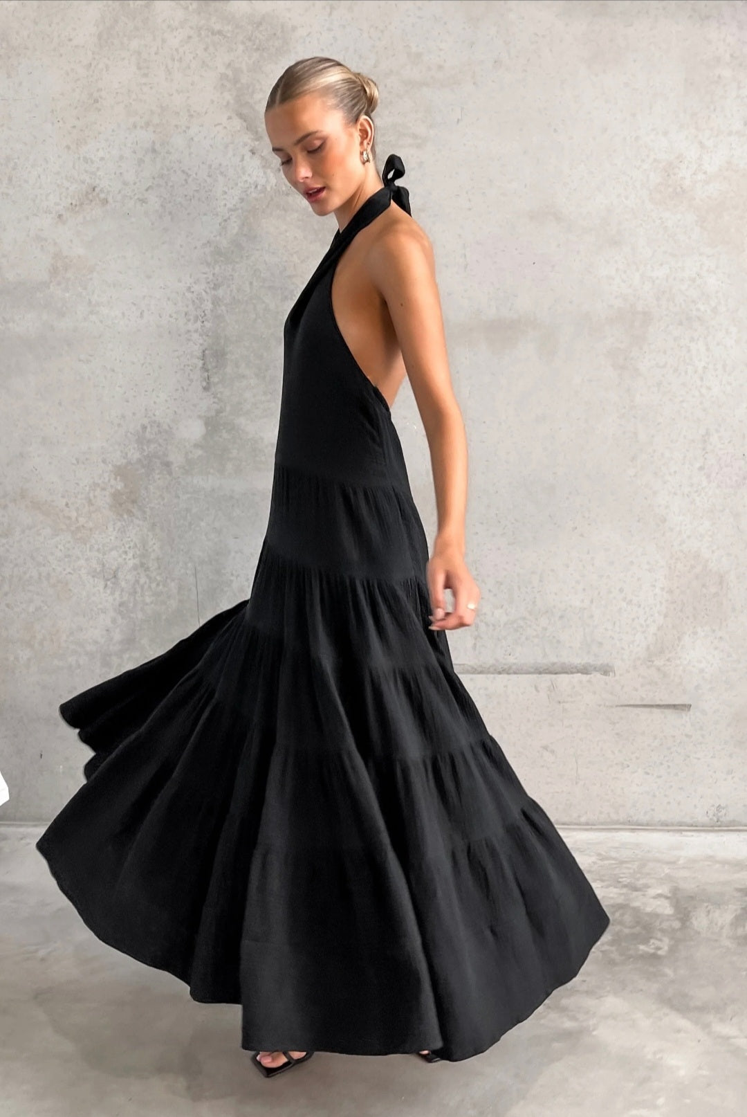 Black Cotton Flair Dress