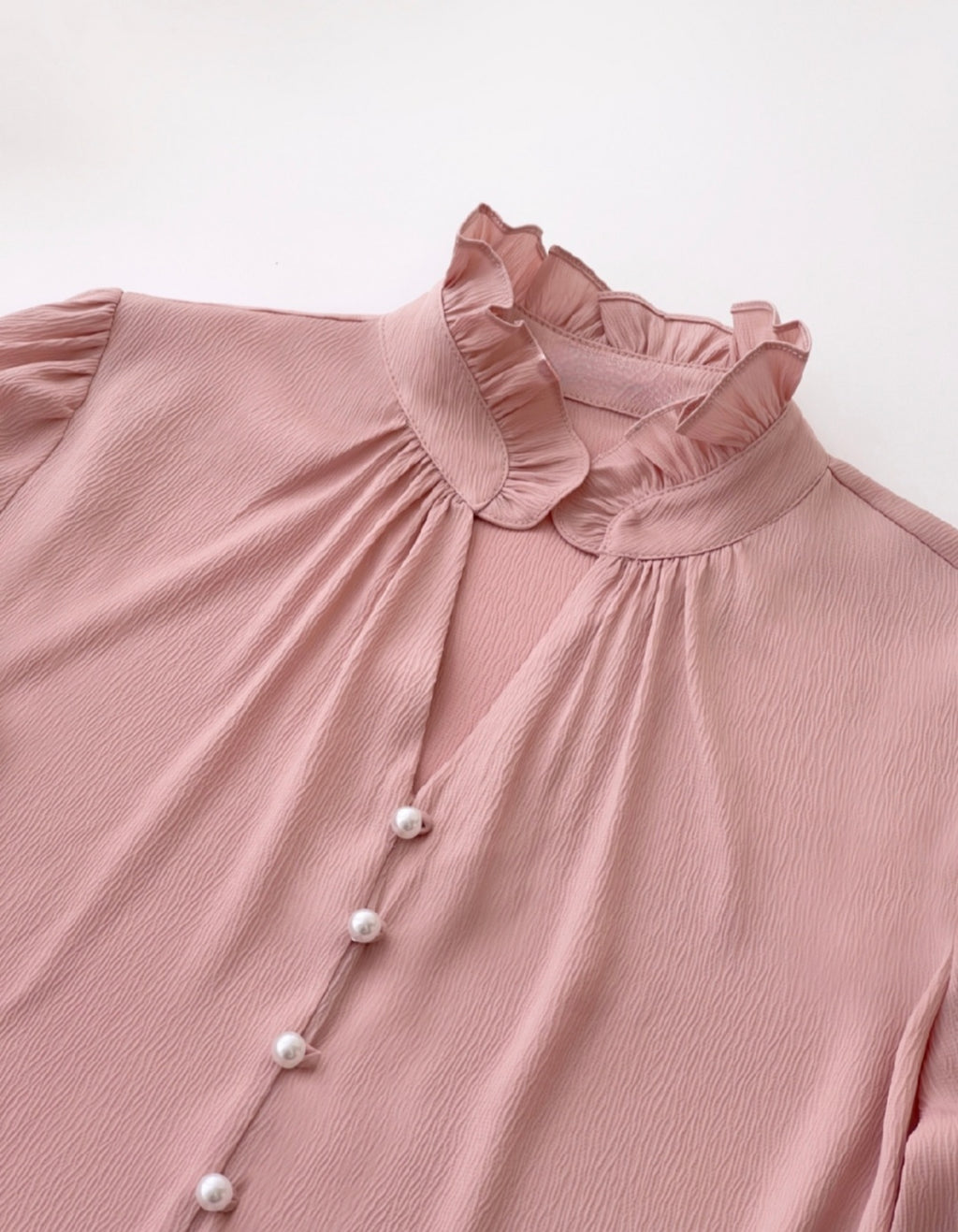 Long Sleeve Top with Frills and Pearl Buttons – Elegant Top for Women