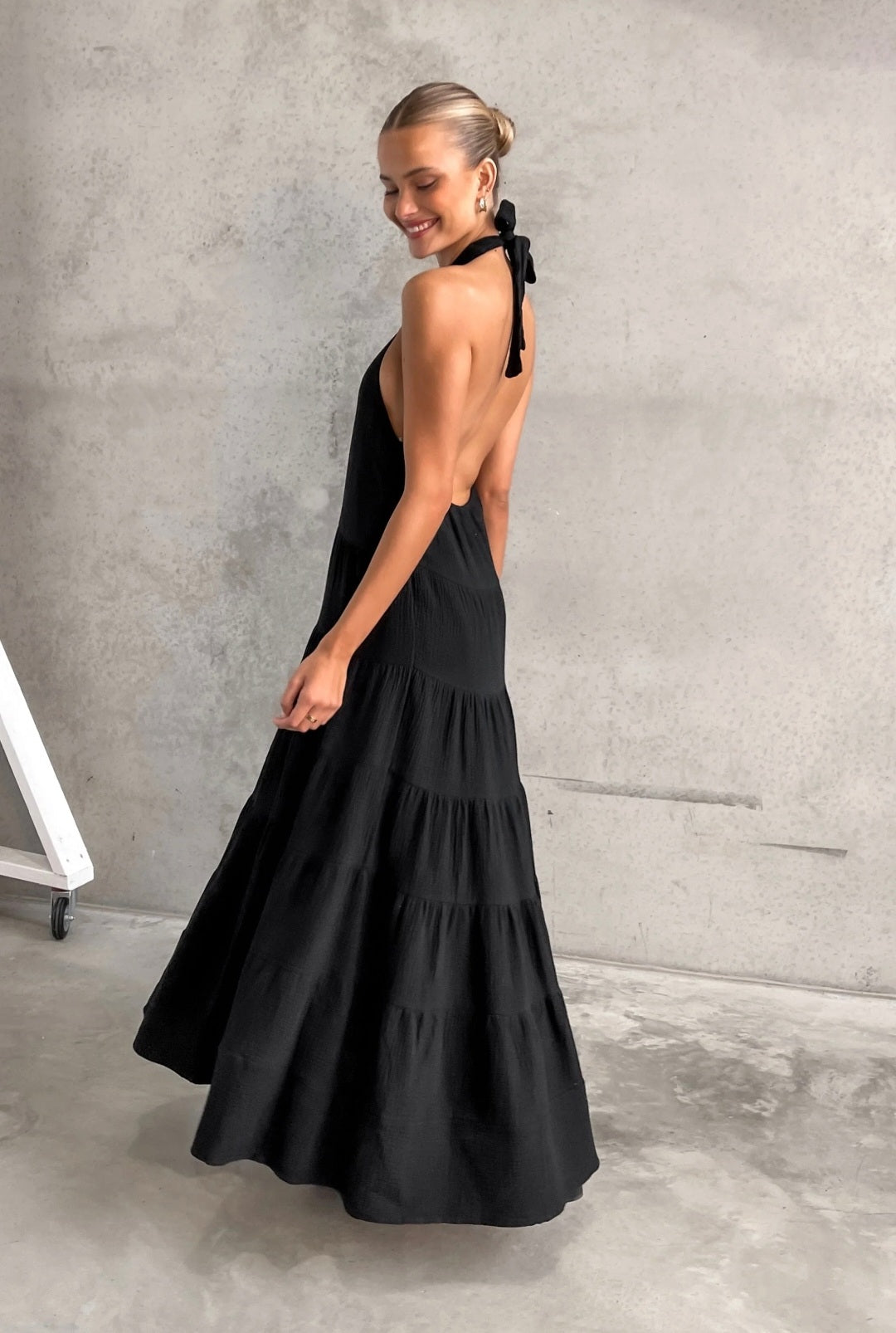 Black Cotton Flair Dress