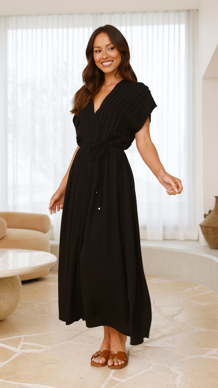 Black Maxi Dress with Pintux