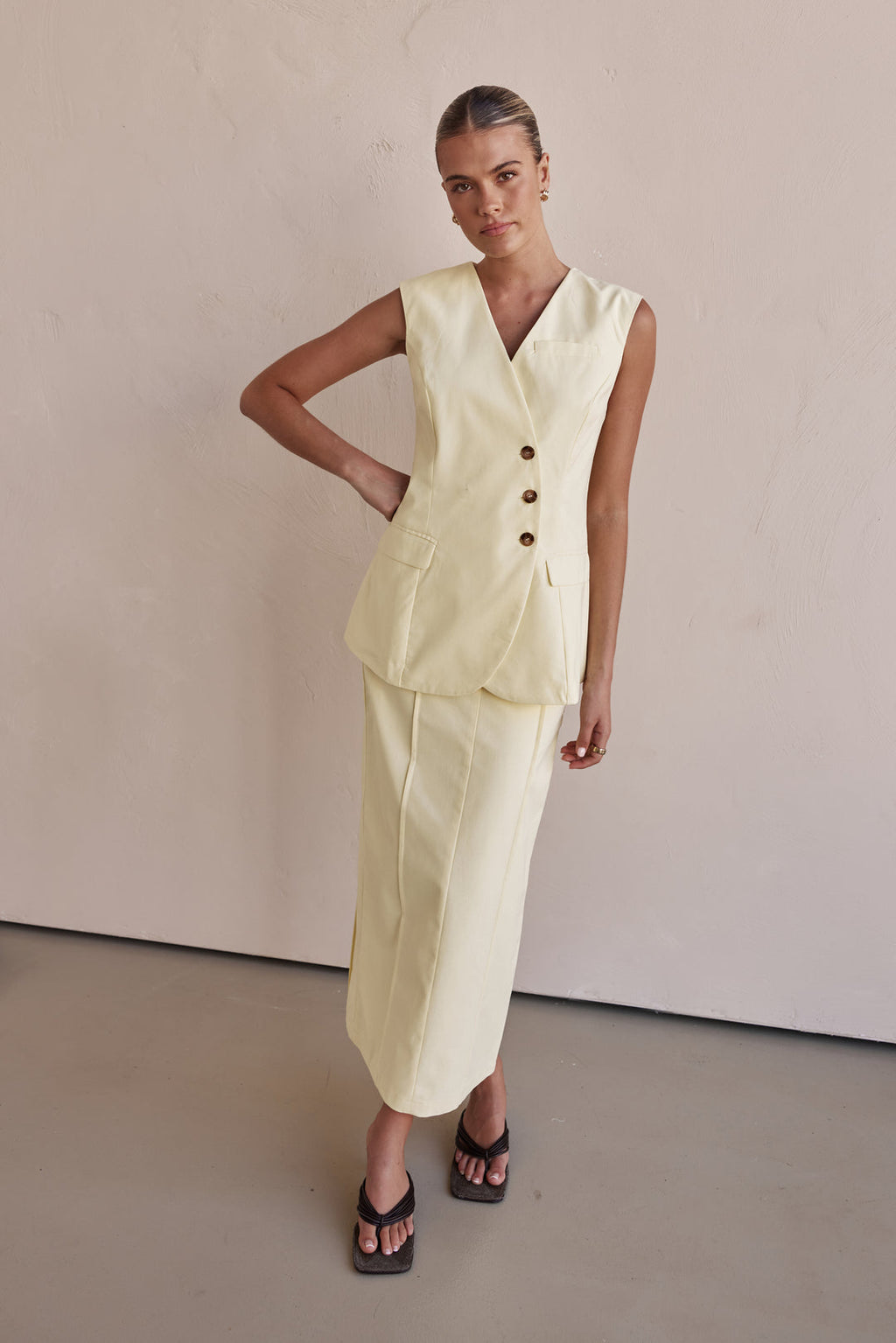 Linen Vest - Butter Yellow Linen Vest for Women