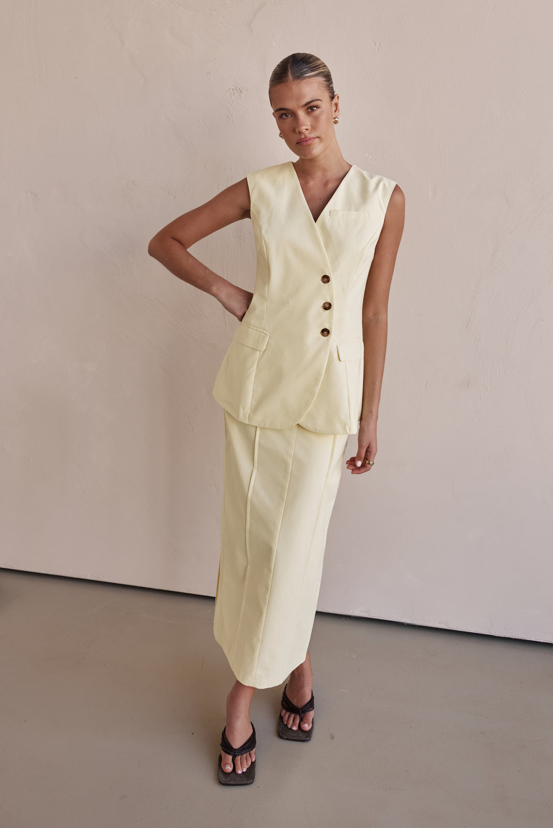 Linen Vest - Butter Yellow Linen Vest for Women