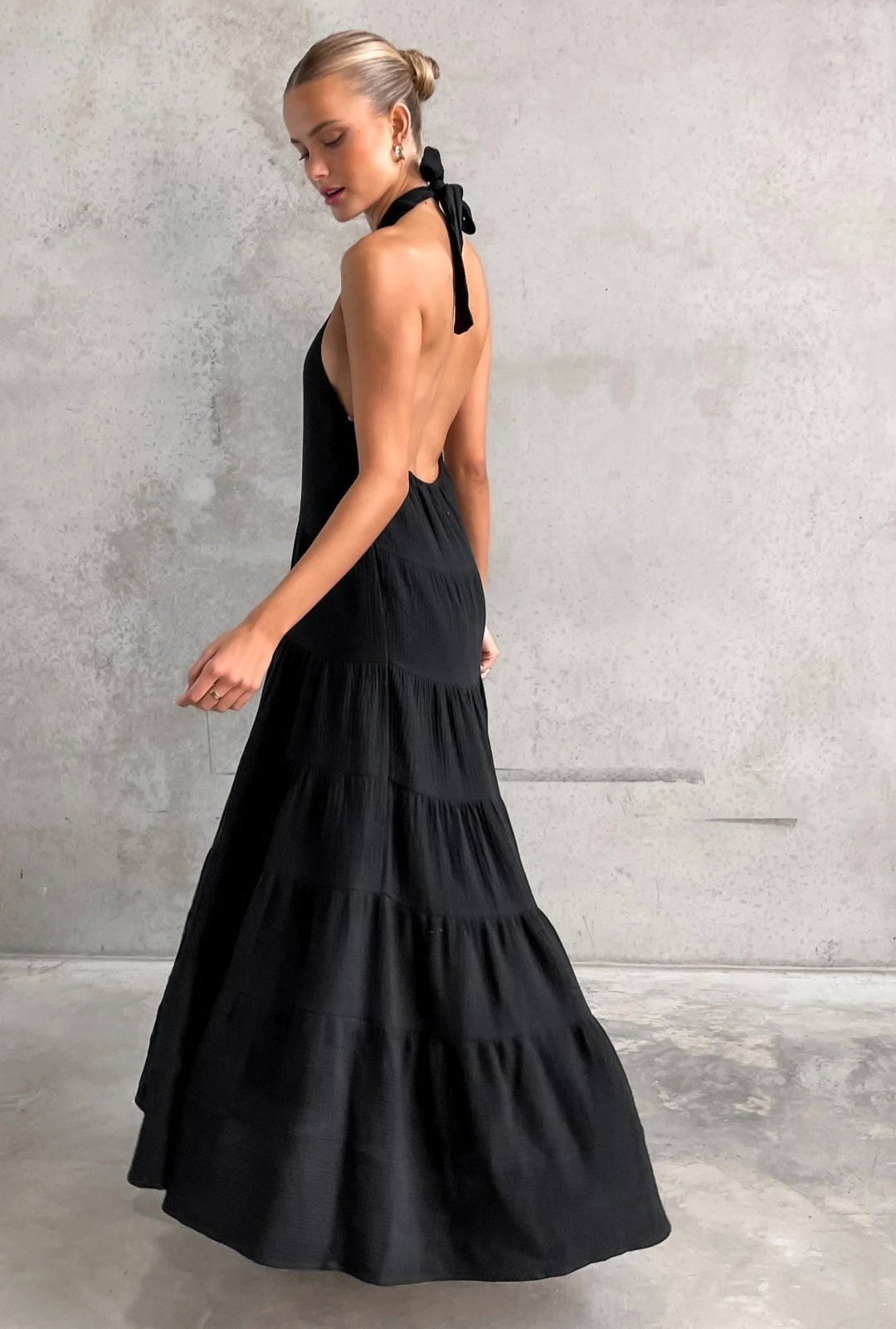 Black Cotton Flair Dress