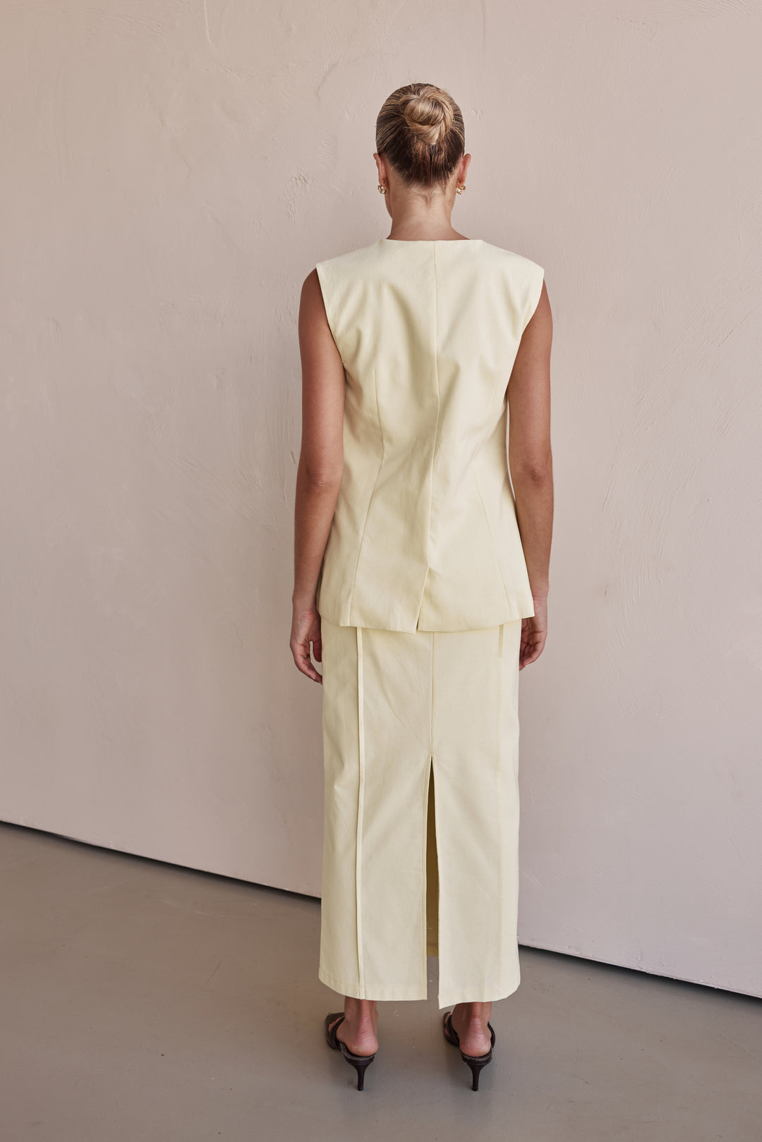 Linen Vest - Butter Yellow Linen Vest for Women