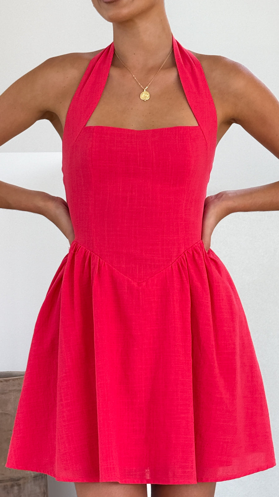 Mini abito in lino rosso - Lino europeo