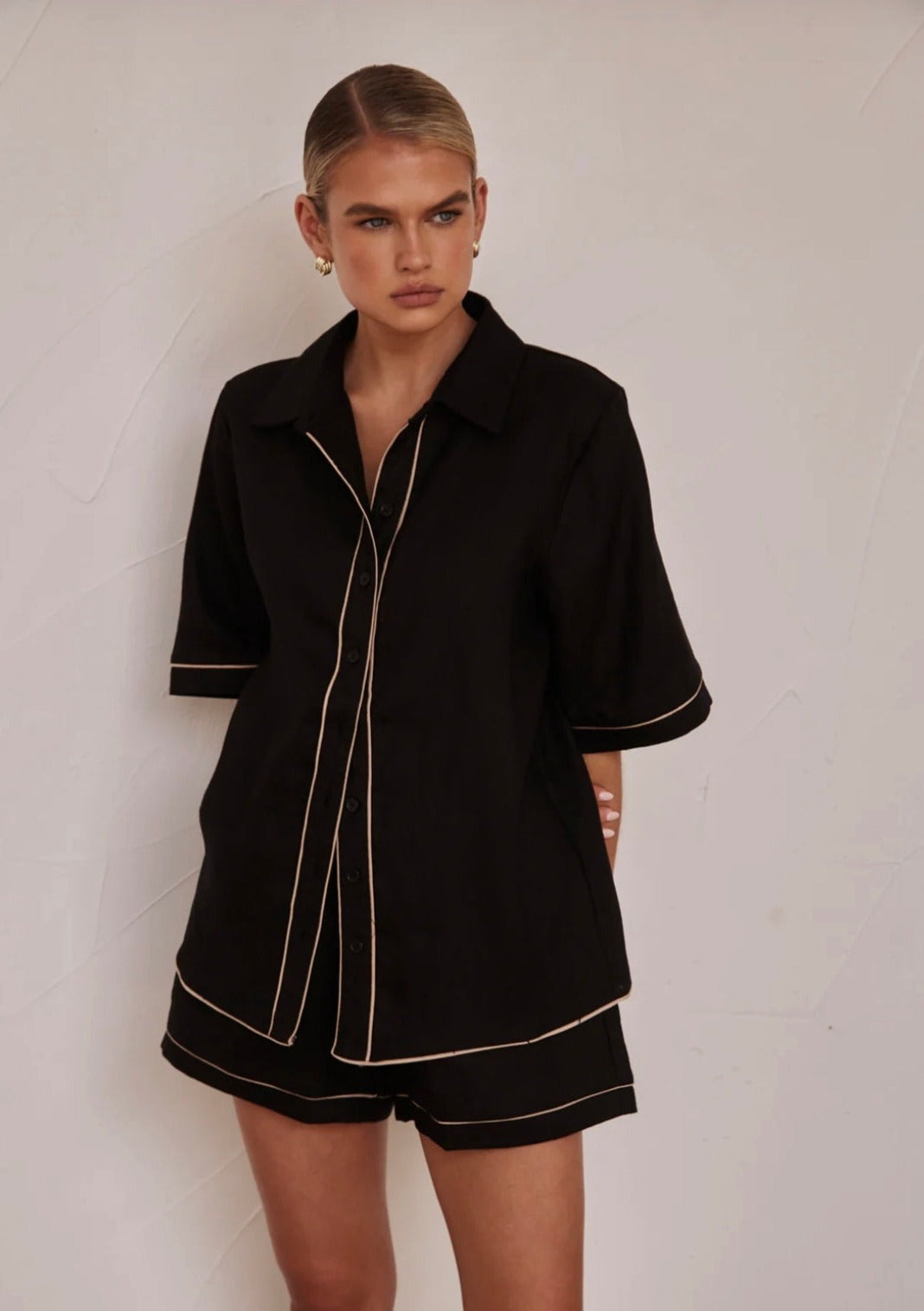 Black Cotton Shirt | Poplin Cotton Shirt