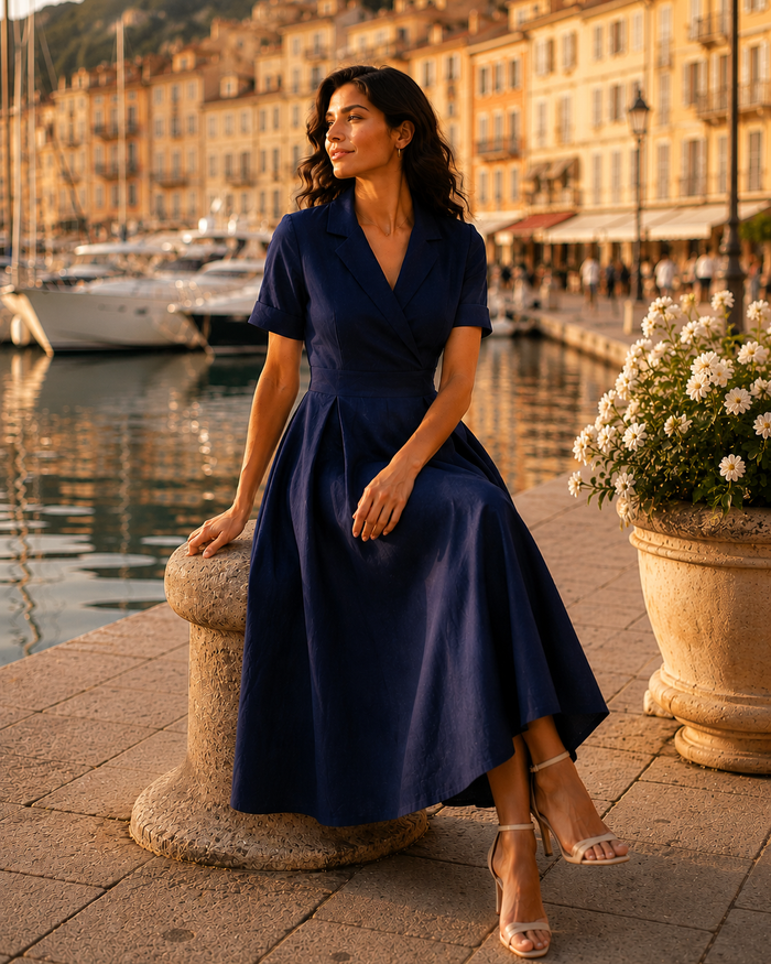 Orvieto Linen Wrap Midi Dress lifestyle