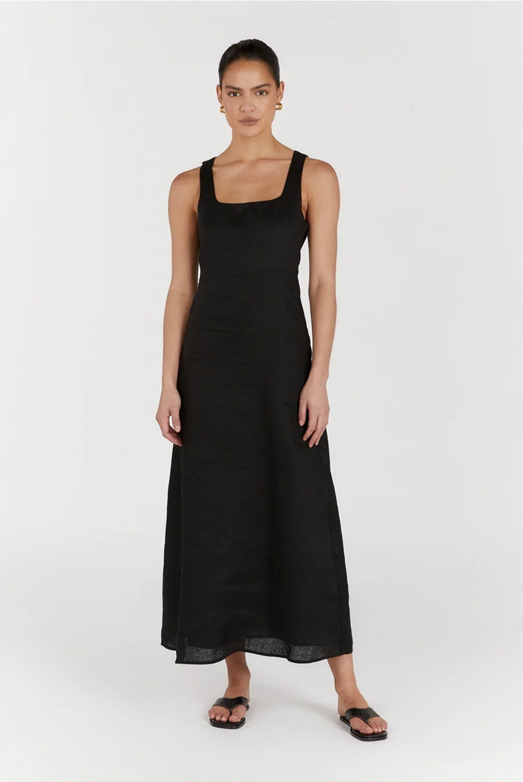 Linen Dress for Women in Black - Maxi A-Line Dress with Straps ANAHIV Linen Dress for Women in Black - Maxi A-Line Dress with Straps ANAHIV