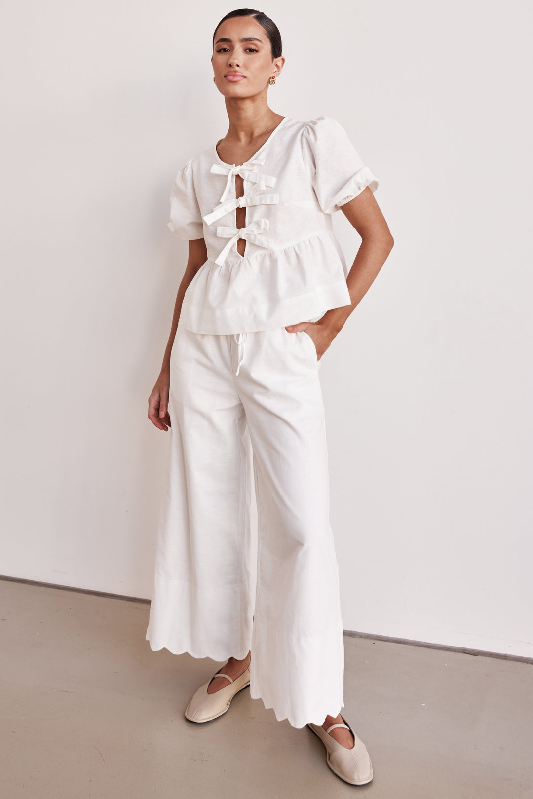 Ensemble coordonné en lin blanc