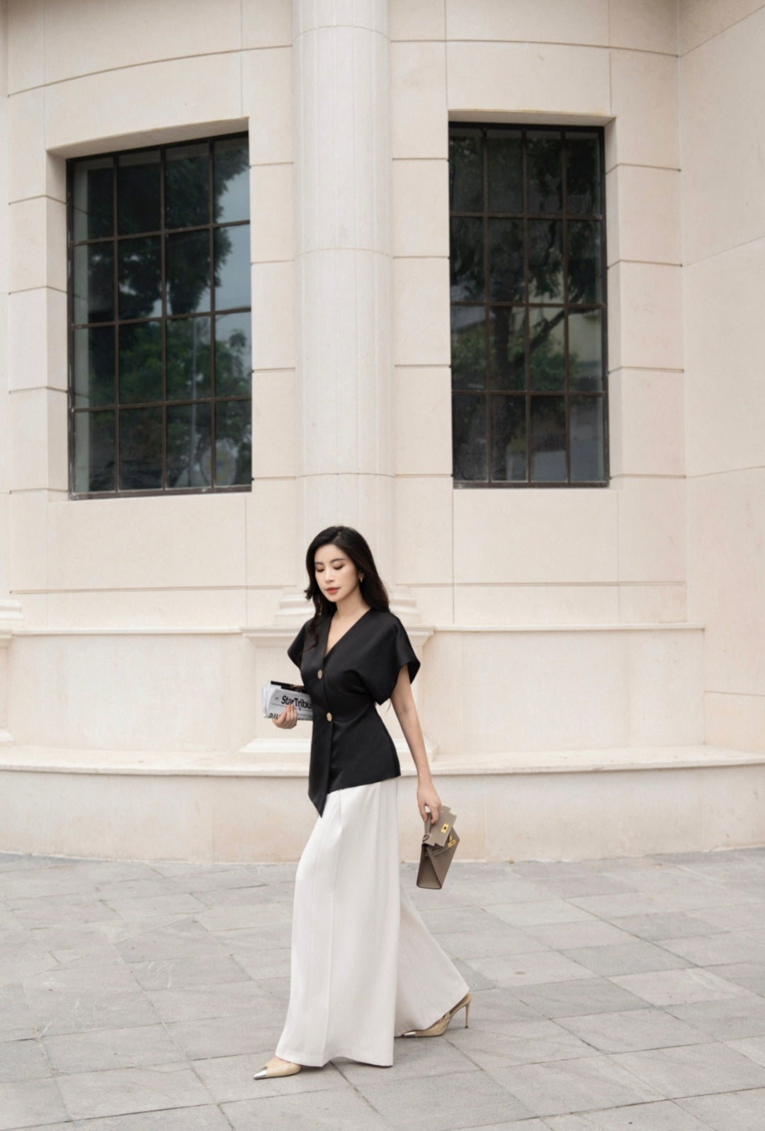 Black Shirt | Asymmetric Shirt | Short Sleeve Shirt