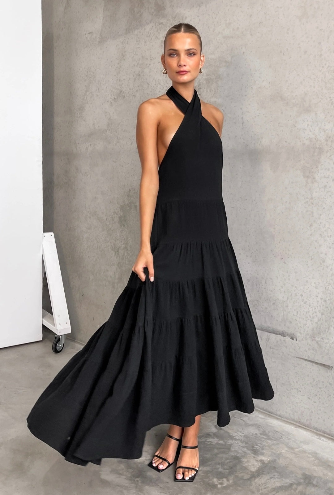 Black Cotton Flair Dress