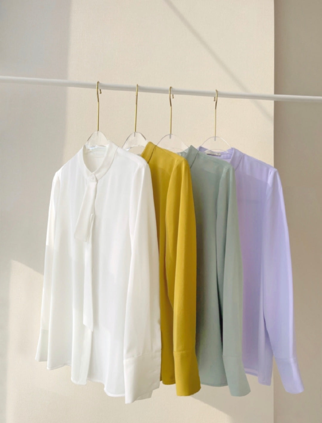 Tie-Neck Statement Blouse with Gathered Cuffs