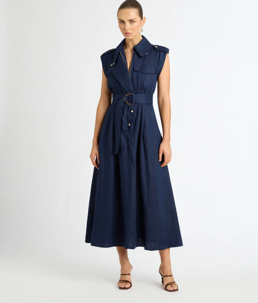 Sorrento Linen Utility Midi Dress