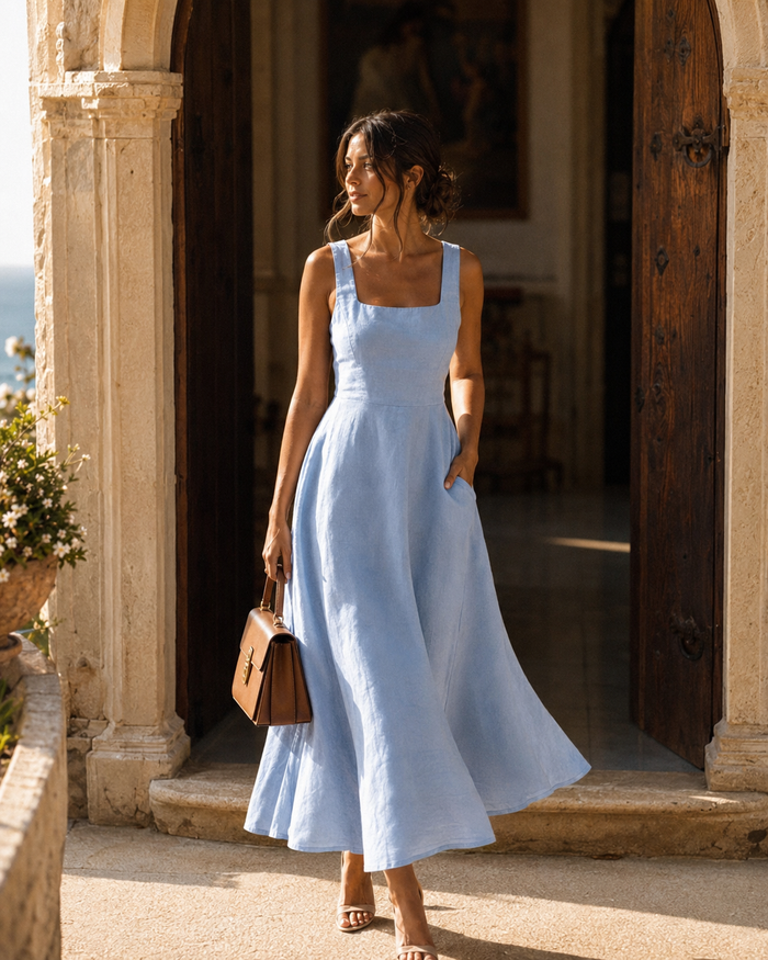 Lucca Linen Maxi Dress lifestyle