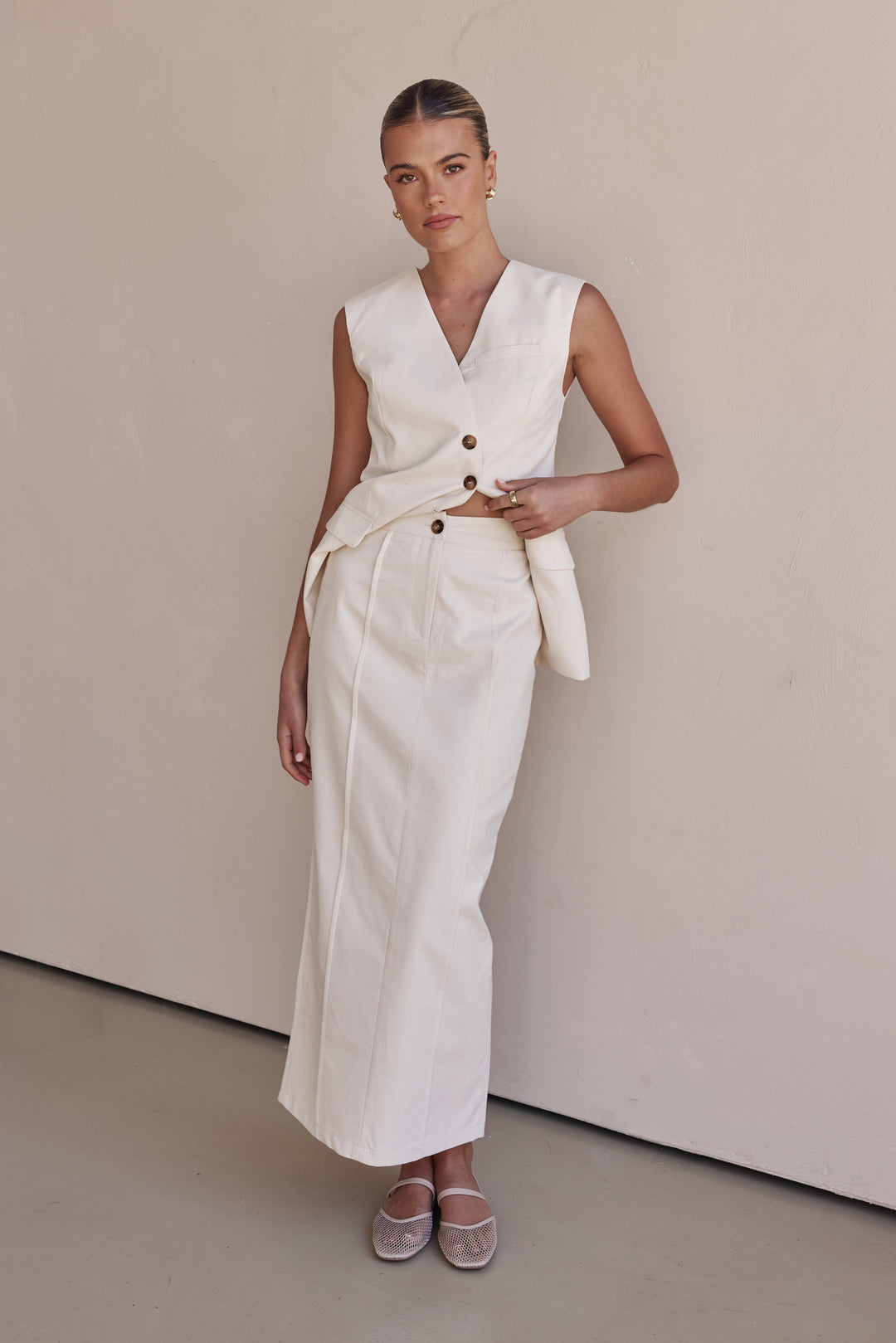 Linen Vest - Off-White Linen Vest for Women