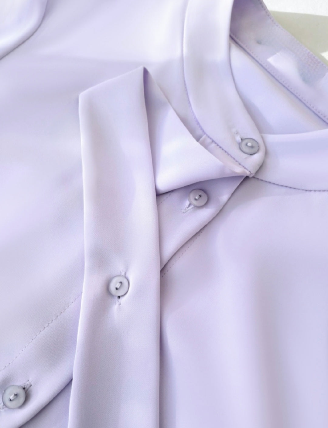 Tie-Neck Statement Blouse with Gathered Cuffs