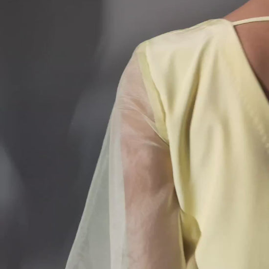 Organza Bell Sleeve Crop Top with Hand Embroidered Sequins