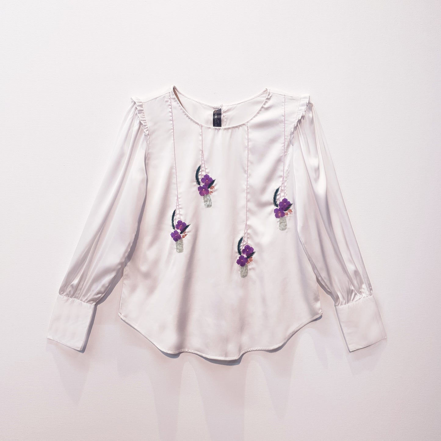 Satin Top | Embroidered Top | Sequin Top | Loose Fit Top | Puff Sleeve