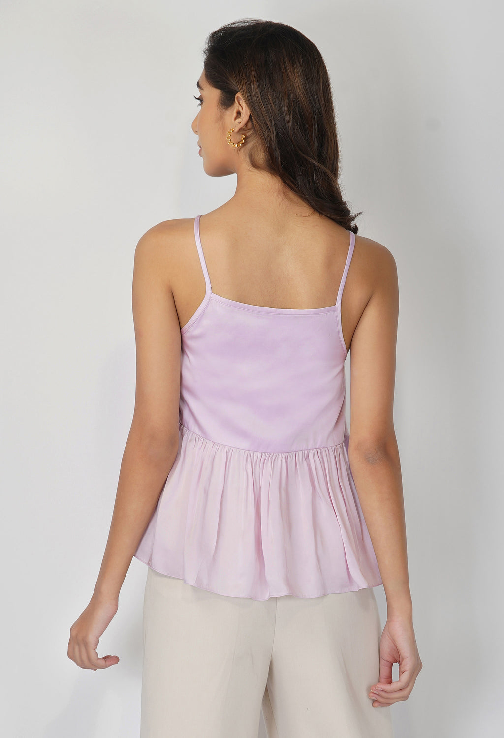 Satin Top | Peplum Top | Lavender Top | Embroidered Top