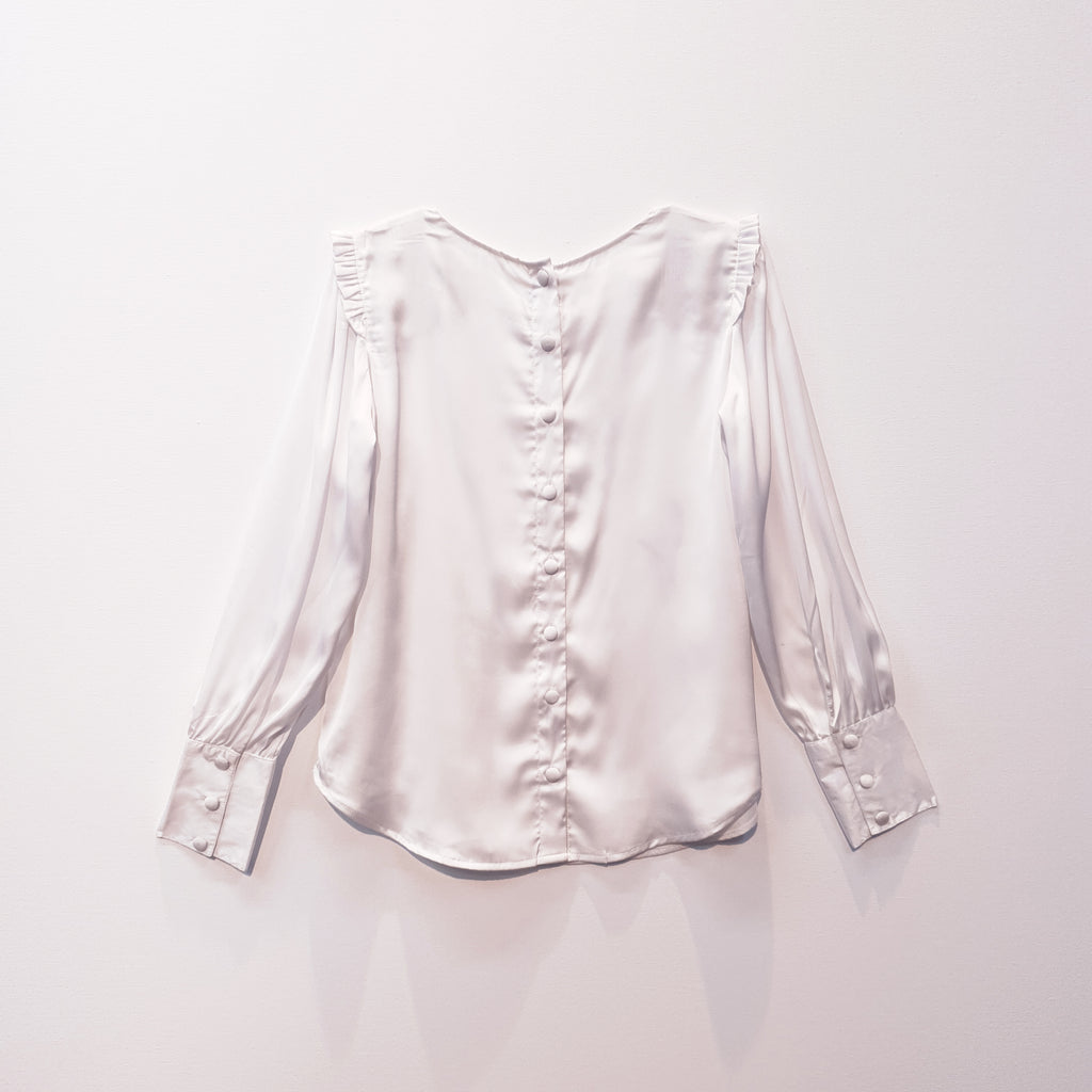 Satin Top | Embroidered Top | Sequin Top | Loose Fit Top | Puff Sleeve