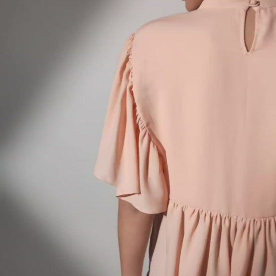 Peach Color Hot Air Balloon Top with Delicate Bead Embroidery