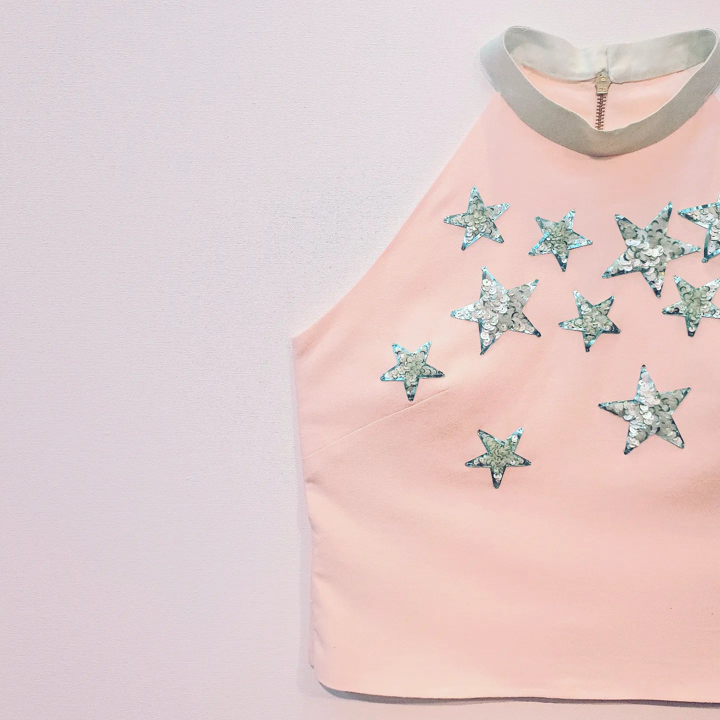 Peach Crop Top | Embroidered Top | Sequin Top | Halter Top