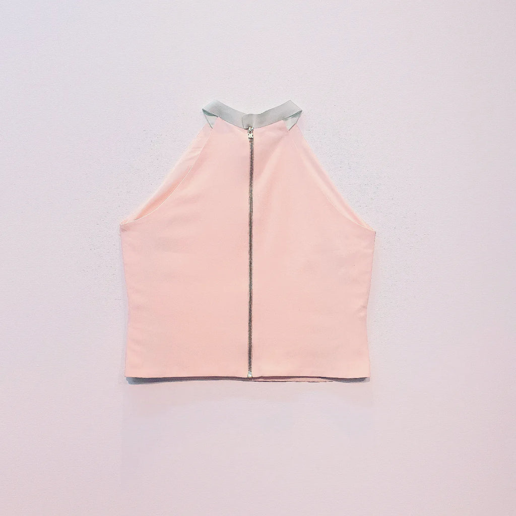 Peach Crop Top | Embroidered Top | Sequin Top | Halter Top